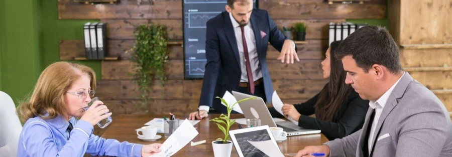 Business people brainstorming to adapt decision-making